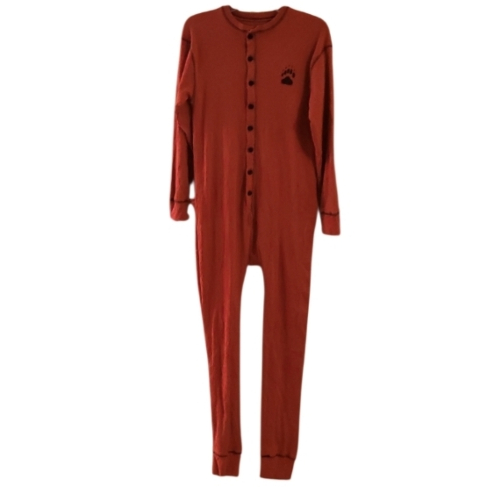 Lazy One Red Bear Bum One Piece Long John Flapjack Pajama Unisex